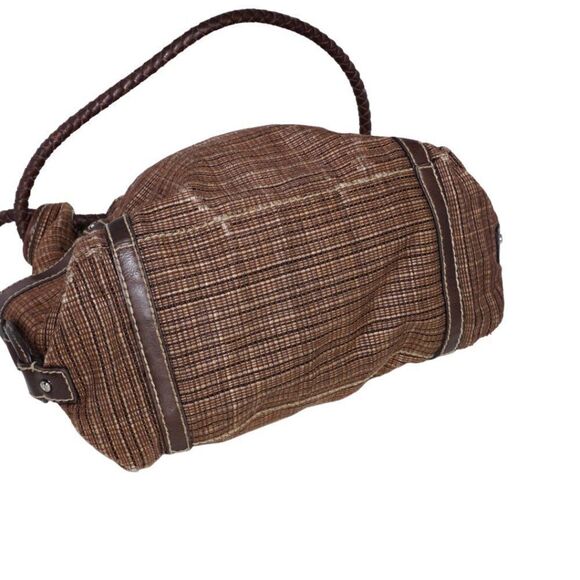 Fossil Brown HOBO Bag with Bead Keychains and Braided Leather Straps - Picture 6 of 7